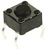 Black Button Tactile Switch, SPST 50 mA @ 12 V dc 0.8mm