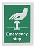 Etiquette de sécurité, avec pictogramme : Arrêt d'urgence "Emergency Stop''