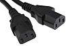 RS PRO 2.4m Power Cable, C13 x2, IEC to CEE 7/7, Schuko, 10 A, 250 V