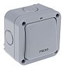 Grey 20 A Surface Mount Rocker Light Switch Grey, 2 Way Screwed Matte, 1 Gang BS Standard, 250 V 91mm LED IP66
