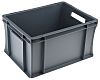 RS PRO 20L Grey Plastic Medium Euro Containers, 400mm x 300mm x 220mm