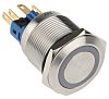 RS PRO Single Pole Double Throw (SPDT) Latching Blue LED Push Button Switch, IP65, IP67, 22 (Dia.)mm, Panel Mount, 24V