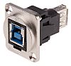 RS PRO, Straight, Panel Mount, Socket to Socket Type B to A 3.0 USB Connector