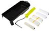 RS PRO Paint Roller and Tray Kit includes: 2 x Acrylic Roller Sleeve, 2 x Foam Roller Sleeve, Mini Roller Cage Frame,