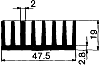 Heatsink, Universal Rectangular Alu, 1000 x 47.5 x 19mm