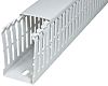 SES Sterling GF-DIN-SH-A7/5 Grey Slotted Panel Trunking - Open Slot, W25 mm x D75mm, L2m, Halogen Free PC/ABS