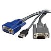 KVM blandet kabel konfektioneret, Han 15-benet VGA til Han 15-bens VGA, han 4-bens USB 2.0 Type A, 1.8m, Sort