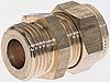 Wade Brass Pipe Fitting, Straight Compression Coupler, Male G 1/2in to Female 3/8in