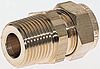 Wade Brass Pipe Fitting, Straight Compression Coupler, Male R 1/2in to Female 3/8in