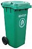 RS PRO Plastic Wheelie Bin, 1070mm x 480mm, Green