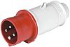RS PRO IP44 Red Cable Mount 3P+E Industrial Power Plug, Rated At 32A, 380 → 415 V