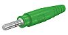 Staubli Green Male Test Plug, 6 mm Connector, Crimp Termination, 80A, 600V, Silver Plating