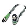Phoenix Contact, SAC-3P-M 8MS/ 3.0-PUR/M12FR-2L Series, Right Angle M12 to Straight M8 Cable assembly, 3 Core 3m Cable