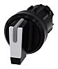 Siemens SIRIUS ACT Series 3 Position Selector Switch Head, 22mm Cutout, Black/White Handle