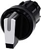 Siemens SIRIUS ACT Series 3 Position Selector Switch Head, 22mm Cutout, Black/White Handle