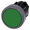 Siemens Flat Green Push Button Head - Momentary, SIRIUS ACT Series, 22mm Cutout, Round