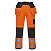 Pracovní kalhoty Unisex velikost 30in v pase, délka nohavice 33in, Oranžová, Odolné proti oděru, Polyester