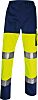 Delta Plus Panostyle Fluorescent Yellow-Navy Blue High Visibility Hi Vis Work Trousers, XL Waist Size