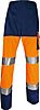 Delta Plus Panostyle Fluorescent Orange-Navy Blue High Visibility Hi Vis Work Trousers, XXL Waist Size
