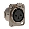 Neutrik Panel Mount XLR Connector, Female, 50 V, 3 Way, Silver over Nickel Plating