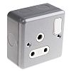 MK Electric Metalclad Plus Grey 1 Gang Plug Socket, 2 Poles, 15A, Indoor Use