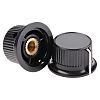 RS PRO 28mm Black, Grey Potentiometer Knob for 6mm Shaft Splined