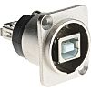 RS PRO Straight, Panel Mount, Socket- Single Port Type B to A 2.0 USB Connector