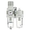 SMC G 1/4 FRL, Manual Drain, 5μm Filtration Size - With Pressure Gauge