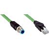 SICK, 2m, Green M12 to Male RJ45 Male Shielded, Terminated PUR Sheath