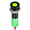 RS PRO Green Panel Mount Indicator, 2V dc, 8mm Mounting Hole Size, Lead Wires Termination, IP67