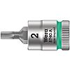 Wera 1/4 in Drive Bit Socket, Hex Bit, 2mm, 28mm Overall Length